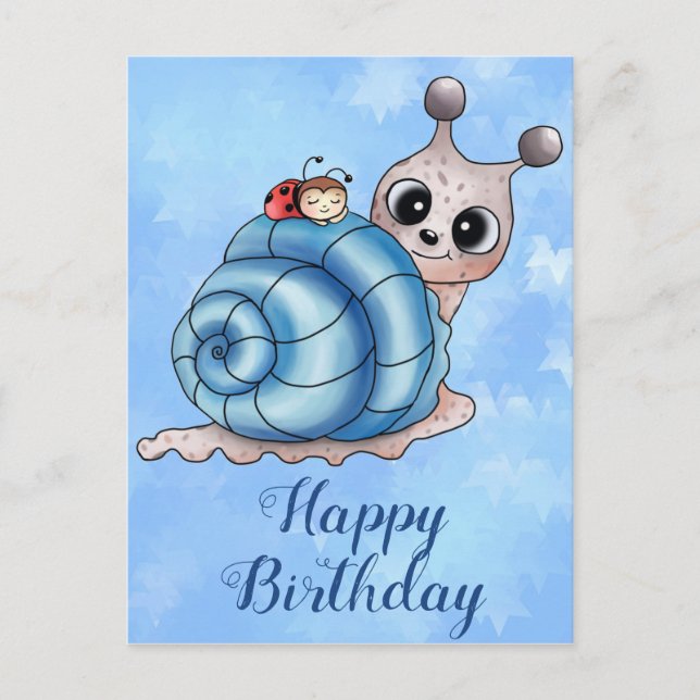 Postal Schneckenhaus blau (Anverso)