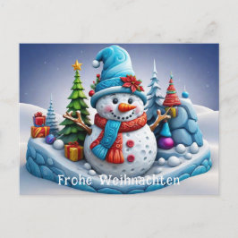 Postal Schneemann in Winterlandschaft -