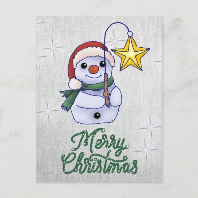 Postal Schneemann mit Stern (Anverso)