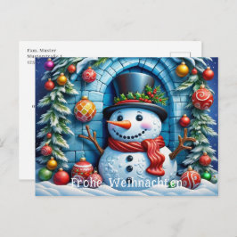 Postal Schneemann mit Weihnachtsdeko -