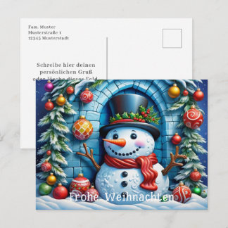 Postal Schneemann mit Weihnachtsdeko -