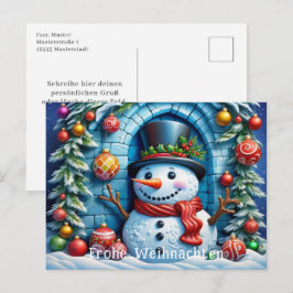 Postal Schneemann mit Weihnachtsdeko - 