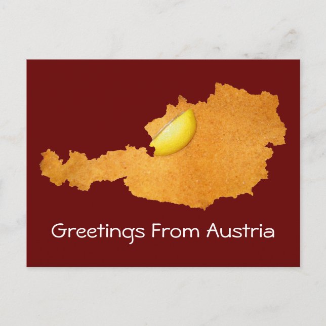 Postal Schnitzel vienés - Mapa De Austria (Anverso)