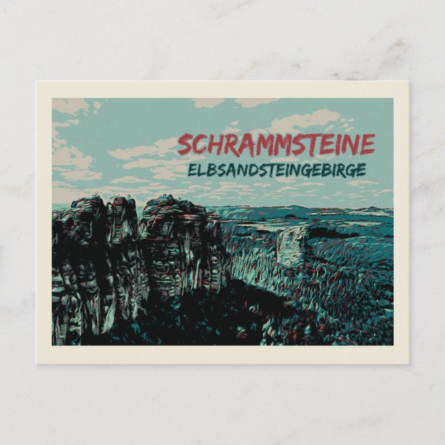 Postal Schrammsteine, Montañas Elbe Sandstone (Anverso)