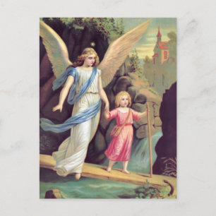 Postal Schutzengel und Mädchen
