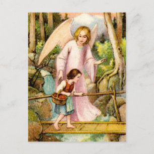 Postal Schutzengel und Mädchen