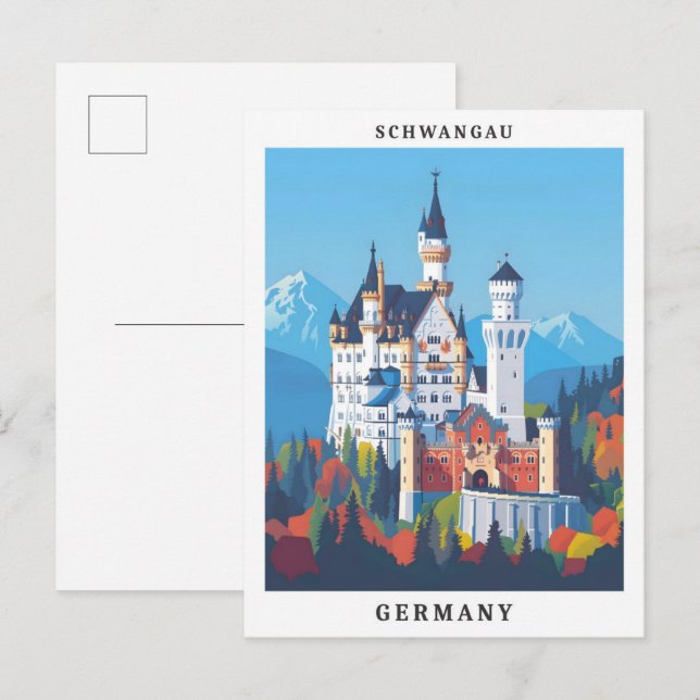 Postal Schwangau Alemania Viajes de estilo elegante (Anverso / Reverso)