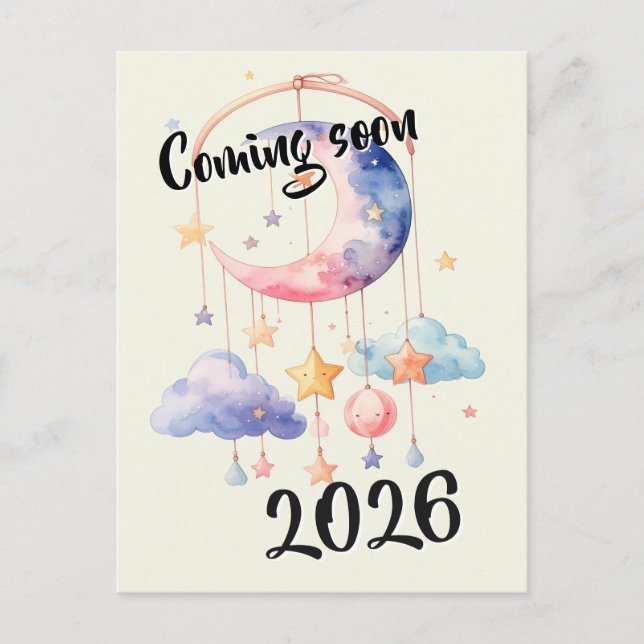 Postal Schwangerschaft baby 2026 Wolken mobile  (Anverso)