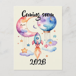 Postal Schwangerschaft verkünden Aquarell Heißluftballon 