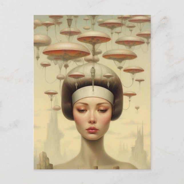 Postal Scifi Steampunk Woman (Anverso)