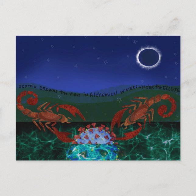 Postal Scorpio derrota al virus (Anverso)