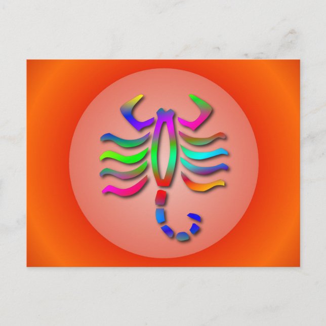 Postal Scorpio Estrella zodiaca firmar imagen arcoiris (Anverso)