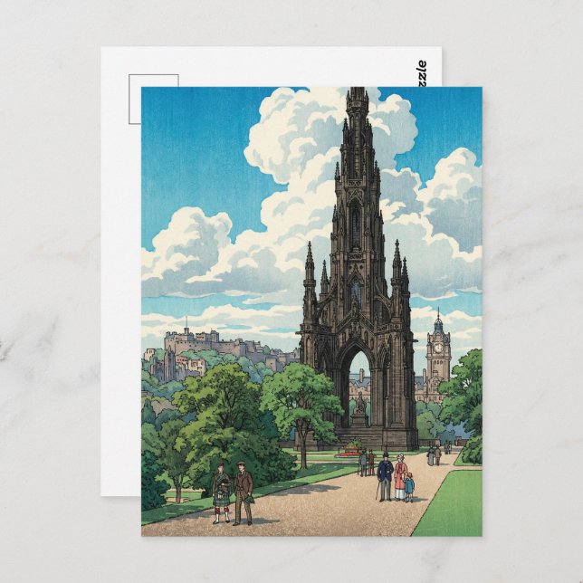Postal Scott Monument of Edinburgh Japanese Woodblock Pri (Anverso / Reverso)