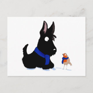 Postal Scottie Dog & Robin