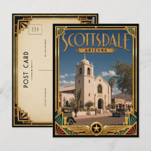 Postal Scottsdale Arizona Arte Vintage Deco de Época Dora