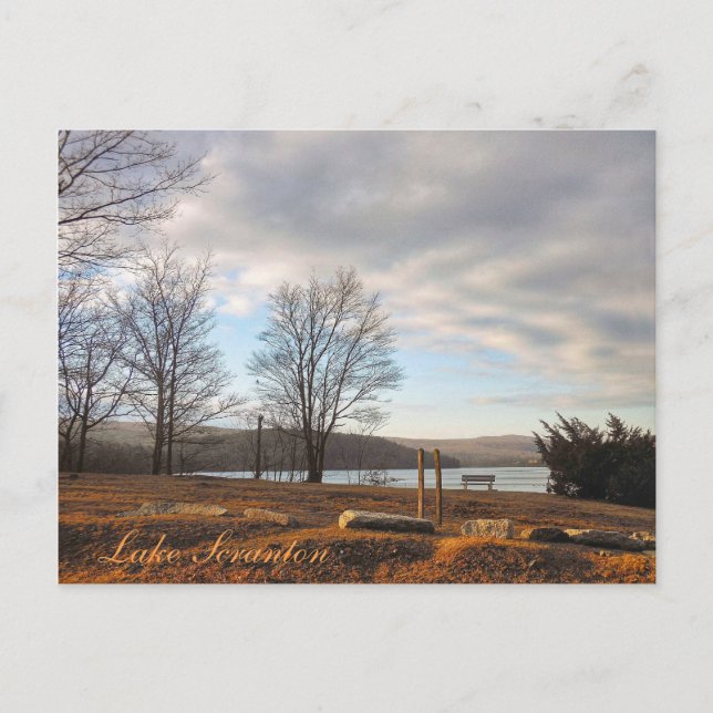 Postal Scranton PA Lake Scranton Post Card Luz cálida (Anverso)