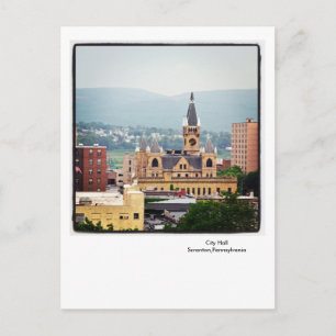 Postal Scranton PA Montañas Postcard-City Hall-Endless