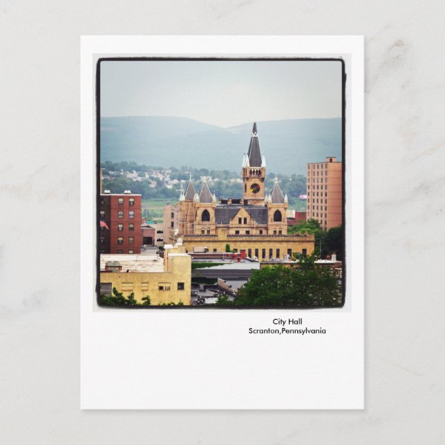 Postal Scranton PA Montañas Postcard-City Hall-Endless (Anverso)