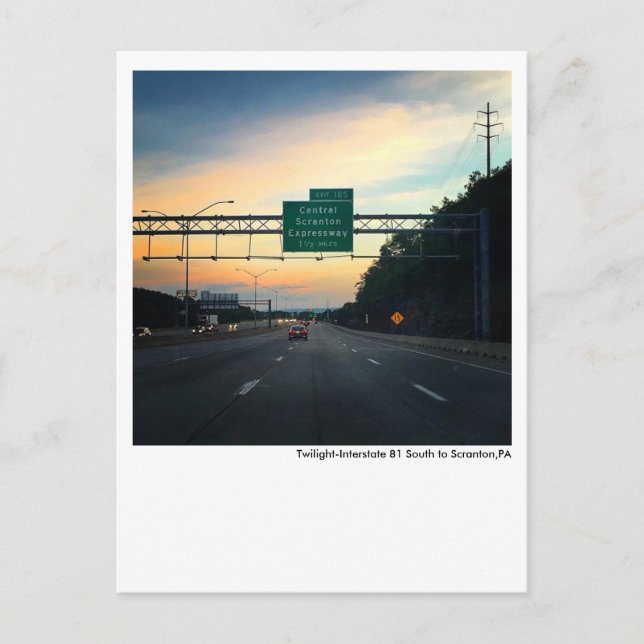 Postal Scranton PA Postcard-Twilight Sky-I81-Dunmore (Anverso)
