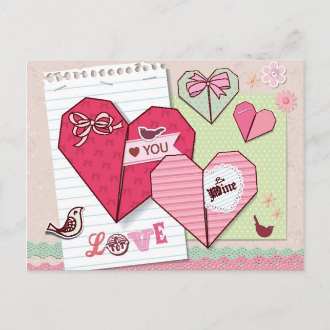 Postal Scrapbook con elementos de amor (Anverso)