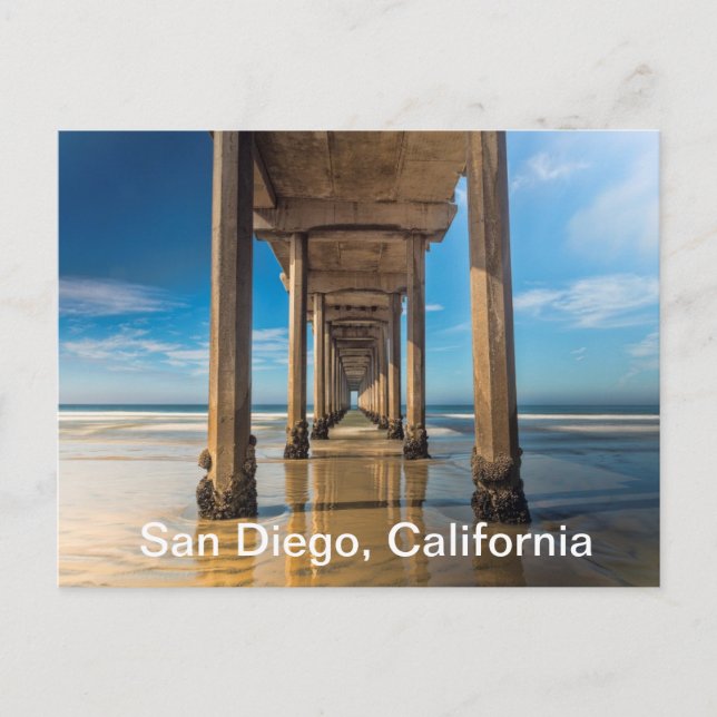 Postal Scripps Pier en San Diego, California (Anverso)