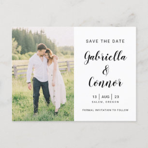 Postal Script and Photo Simple Wedding Guardar la fecha