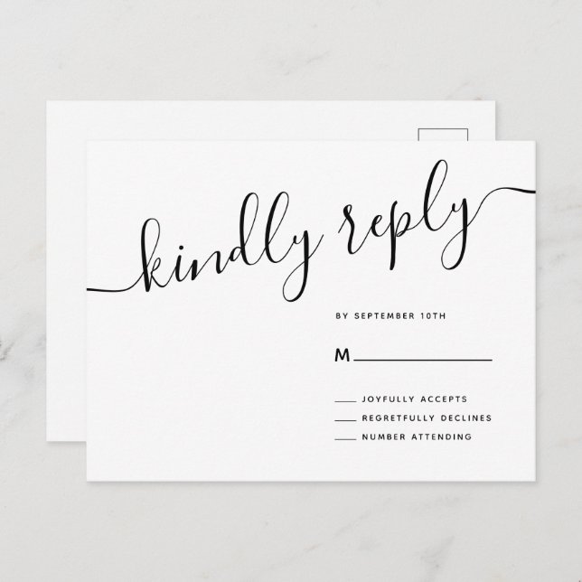 Postal Script casual Kindly Responder Boda RSVP (Anverso / Reverso)