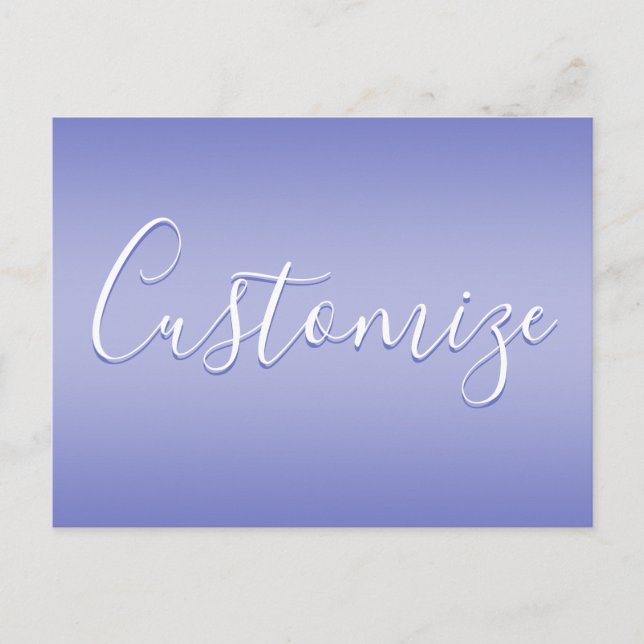 Postal Script Cursivo Editable | Blanco y Violeta Púrpura (Anverso)