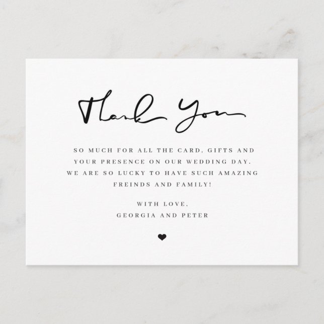 Postal script de boda gracias a los invitados de los mens (Anverso)