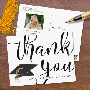 Postal Script de caligrafía de foto de graduación Gracias