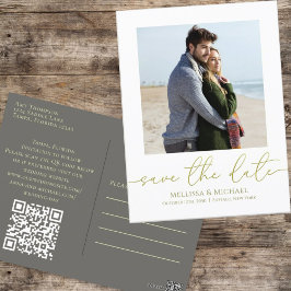 Postal Script de caligrafía de oro simple Foto código QR