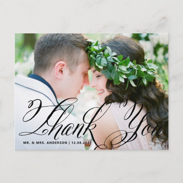 Postal Script de Fancy | Foto Boda Gracias Postcard (Anverso)