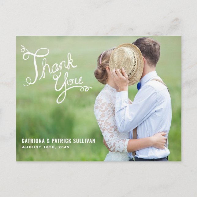 POSTAL SCRIPT ESCRITO A MANO | BODA GRACIAS POSTCARD (Anverso)