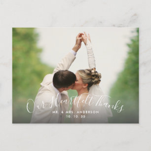 Postal Script Heartfelt Gracias 2 Photo Boda Gracias