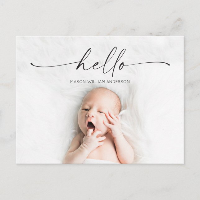 Postal Script Hello Baby Birth (Anverso)