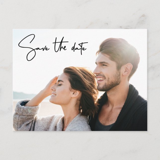 Postal Script manuscrito Guardar la fecha Foto moderna (Anverso)