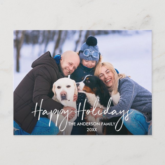 Postal Script manuscrito Happy Holidays Photo (Anverso)