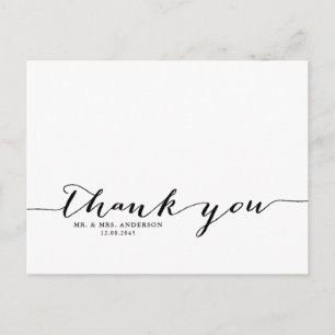 Postal Script manuscrito negro Gracias Postcard