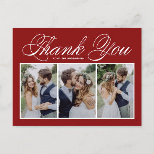 Postal Script Red Three Collage de fotos Boda Gracias
