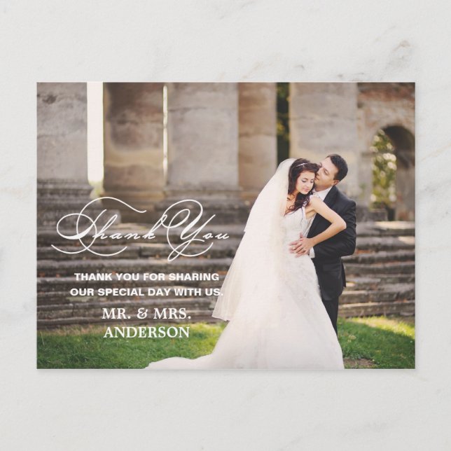 POSTAL SCRIPT ROMÁNTICO | BODA GRACIAS POSTCARD (Anverso)