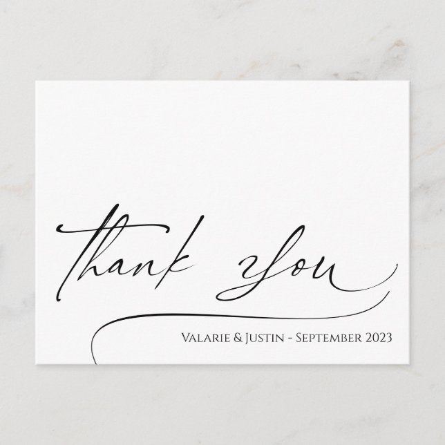 Postal Script simple Gracias Postcard (Anverso)