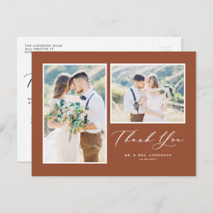 Postal Script Terracotta Two Photo Boda Gracias