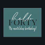 Postal Script y geométrico 40 cumpleaños<br><div class="desc">Guión moderno y invitación geométrica de cuarenta años. Patrón de fondo geométrico moderno. Parte de una colección. Se puede cambiar el color.</div>