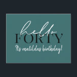 Postal Script y geométrico 40 cumpleaños<br><div class="desc">Guión moderno y invitación geométrica de cuarenta años. Patrón de fondo geométrico moderno. Parte de una colección. Se puede cambiar el color.</div>