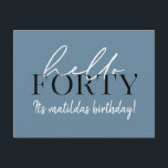 Postal Script y geométrico 40 cumpleaños<br><div class="desc">Guión moderno y invitación geométrica de cuarenta años. Patrón de fondo geométrico moderno. Parte de una colección. Se puede cambiar el color.</div>