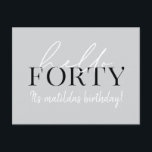 Postal Script y geométrico 40 cumpleaños<br><div class="desc">Guión moderno y invitación geométrica de cuarenta años. Patrón de fondo geométrico moderno. Parte de una colección. Se puede cambiar el color.</div>