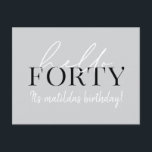 Postal Script y geométrico 40 cumpleaños<br><div class="desc">Guión moderno y invitación geométrica de cuarenta años. Patrón de fondo geométrico moderno. Parte de una colección. Se puede cambiar el color.</div>