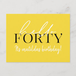 Postal Script y geométrico 40 cumpleaños