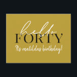 Postal Script y geométrico 40 cumpleaños<br><div class="desc">Guión moderno y invitación geométrica de cuarenta años. Patrón de fondo geométrico moderno. Parte de una colección. Se puede cambiar el color.</div>