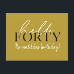 Postal Script y geométrico 40 cumpleaños<br><div class="desc">Guión moderno y invitación geométrica de cuarenta años. Patrón de fondo geométrico moderno. Parte de una colección. Se puede cambiar el color.</div>